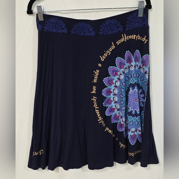 Desigual women L a-line skirt embroidery embellished artsy boho hippie festival, - Picture 3 of 9